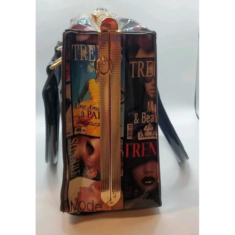 Vtg Trends Handbag Satchel Glossy Fashion Magazine Print Handbag Funky‎ Artsy